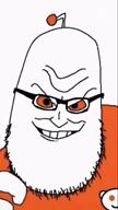 antenna arm bald black_glasses eyes full_head glasses gooner hand meta:ai_generated open_mouth orange_eyes orange_shirt reddit saberspark smile syndrome_(the_incredibles) the_incredibles variant:syndromejak white_skin // 720x1280, 8.3s // 999.2KB