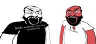 2soyjaks angry argument balding beard open_mouth soyjak subvariant:science_lover text variant:markiplier_soyjak // 1280x588 // 125.3KB