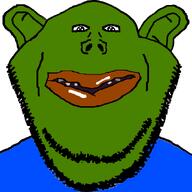 amerimutt black_sclera blue_shirt ear frog front_facing lips looking_at_you mutt mutt_lips nusoicaca oh_my_god_she_is_so_attractive open_mouth pepe pog soyjak stubble subvariant:impish_amerimutt template variant:impish_soyak_ears white_skin // 627x627 // 53.4KB