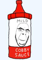 bottle closed_mouth glasses sauce smile soyjak spongebob_squarepants stubble text variant:cobson // 510x730 // 15.8KB