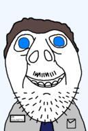 blue_eyes blue_shirt brown_hair closed_mouth doctor dr_colinetto lab_coat looking_at_you meta:tagme mustache name_tag scientist smile soyjak stubble subvariant:brunetto transparent_background unslopjakked variant:bernd white_skin // 393x586 // 16.4KB