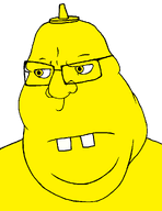 bald buck_teeth closed_mouth custard_(user) fat glasses mustard_(user) nose subvariant:muttson transparent_background variant:cobson variant:meximutt yellow_eyes yellow_skin