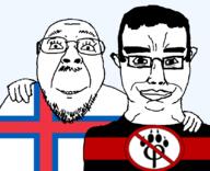 2soyjaks anti_furry chud_troon_alliance ear faroe_islands flag flag:anti_furry flag:faroe_islands friendship glasses hair hand happy mustache obsessed smile soyjak stubble subvariant:chudjak_front transparent_background variant:bernd variant:chudjak // 834x676 // 74.5KB