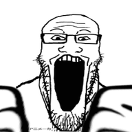 animated byonbyon fast glasses laughing moving open_mouth pointing pointing_at_viewer poyopoyo soyjak spastic stubble variant:markiplier_soyjak // 254x254 // 138.7KB