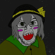 animated anime blush clothes dark distorted glasses green_eyes grey_hair hat koishi_komeijis_heart_throbbing_adventure komeiji_koishi mustache open_mouth redraw schizo sharp_teeth sketch soyjak stubble style_emulation touhou variant:feraljak video_game // 560x560 // 865.0KB