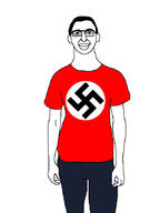 chud clothes ear full_body glasses hair nazism red_shirt smile swastika thick_eyebrows variant:chudjak // 640x853 // 52.0KB