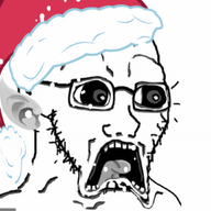 animated christmas clothes ear elf glasses hat looking_to_the_right open_mouth pointy_ears santa_hat snow soyjak stubble subvariant:doctos variant:soyak white_background // 864x864 // 1.5MB