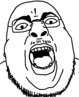 angry antialiased fat glasses open_mouth soyjak stubble variant:chugsjak // 1124x1374 // 776.4KB