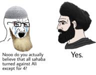 beard bloodshot_eyes clothes crying glasses hat islam nordic_chad open_mouth shia soyjak taqiyah variant:soyak // 1425x1113 // 578.6KB