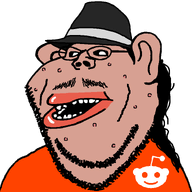 acne amerimutt black_hair clothes ear fedora glasses hair hat long_hair moustache mustache mutt_lips neckbeard orange_shirt red_lips reddit redditard subvariant:impish_amerimutt tan_skin transparent_background trilby variant:impish_soyak_ears // 750x750 // 22.5KB