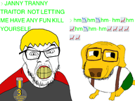 bread brown_nose clothes dog drawfag glasses greentext janny meme nate nate_higgers seething tiktok variant:dogjak2 variant:feraljak whining white_background white_skin yelling yellow_hair yellow_skin // 2160x1620 // 672.5KB