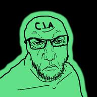 central_intelligence_agency glasses glowing green punisher_face soyjak stubble trend:glowie variant:feraljak // 994x989 // 143.6KB