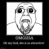 border demotivational_poster glasses imgflip.com oh_my_god_she_is_so_attractive open_mouth soyjak stubble teeth text tongue variant:bernd // 500x500 // 30.2KB