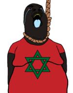 big_lips big_nose blue_tongue crying fat flag:morocco flag:old_moroccan_kike_flag hanging nigger red_sclera rope shitskin star_of_david total_nigger_death variant:hydejak yellow_teeth // 961x1227 // 139.4KB