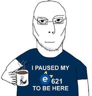 arm closed_mouth clothes e621 furry glasses hand holding_object i_paused_my loona_(helluva_boss) mug smile soyjak stubble tshirt variant:jasonjak // 640x672 // 38.0KB