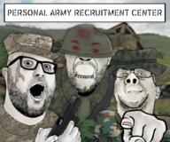 3soyjaks animated army camouflage erdl_pattern featured glasses gun helmet holding_gun m81 meta:tagme multicam open_mouth personal_army pointing pointing_at_viewer smile soyjak soyjak_trio2 stubble variant:cirrus variant:hot_sauce variant:reaction_soyjak woodland // 456x380 // 8.7MB
