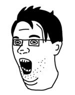 glasses hair open_mouth soyjak stubble variant:unknown // 380x484 // 19.9KB