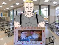 2soyjaks 3soyjaks blue_eyes blush buff cafeteria child clothes copper ear element female femjak glasses grey_shirt hair hair_ribbon hand heart holding_object hugging irl loli lollipop love rome school school_prom sleeveless_shirt smile soyjak soyteen subvariant:chudjak_front subvariant:muscular_chud subvariant:soylita tellurium text the_west_has_fallen tshirt variant:chudjak variant:gapejak vein video white_skin yellow_eyebrows yellow_hair // 2048x1564 // 3.6MB