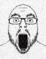 black_skin glasses looking_at_you meta:tagme mosaic multiple_soyjaks mustache open_mouth pacman red_lips soyjak stubble thick_eyebrows trollface variant:flartson // 4000x5100 // 11.5MB