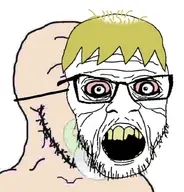 baby babyjak bloodshot_eyes caca concerned glasses low_quality low_resolution mask nate nervous old open_mouth pacifier raised_eyebrow scared stubble subvariant:soyak_(concerned) variant:feraljak variant:soyak white_skin yellow_hair yellow_teeth // 800x836 // 141.6KB