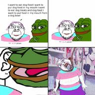 amphibian arm dog dog_food ear flag frog glasses hair hand hanging i_love irl_background lipstick mustache nas:pepe open_mouth pepe_the_frog purple_hair rope smile soyjak stubble suicide text tongue tranny variant:bernd // 1024x1024 // 1.3MB