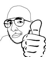 glasses smug soyjak stubble thumbs_up variant:raffer // 450x550 // 13.5KB
