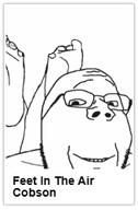 beard closed_mouth feet_showing foot glasses looking_at_you meta:joke_post meta:not_oc smile soyjak subvariant:feet_in_the_air_cobson subvariant:wholesome_soyjak variant:cobson variant:gapejak wojakland // 164x250 // 16.3KB