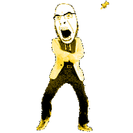 animated dance fast full_body gangnam_style glasses irl open_mouth push_pin soyjak sticky stubble trend:colorjak variant:cobson // 200x200 // 228.2KB