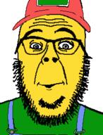 clothes glasses green_shirt hat looking_at_you nas:sneed overalls sneed stubble variant:waljak white_background yellow_skin // 206x271 // 9.7KB