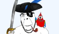 ahoy bird clothes eyepatch hat him ilovecobsonilove pirate sea smile smug sword treasure variant:budgiejak variant:cobson // 1050x600 // 262.7KB