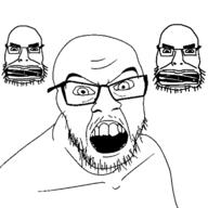 3soyjaks angry cobemower lawnmower open_mouth soyjak stubble variant:cobson variant:feraljak // 640x640 // 49.0KB