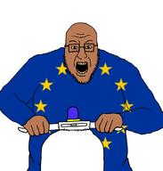 blart blue_shirt brown_skin euromutt european flag:european_union glasses open_mouth scooter stubble variant:blartjak // 876x921 // 63.8KB