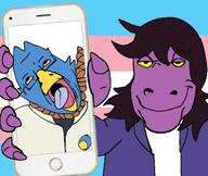 2soyjaks berdly_(deltarune) deltarune flag flag:transgender_pride_flag subvariant:phoneplier subvariant:phoneplier_vertical suicide susie_(deltarune) variant:bernd variant:markiplier_soyjak // 1280x1083 // 98.2KB