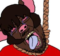 Joaopereiracreations bloodshot_eyes brazil brown_hair brown_skin furry furry_artist furry_porn glasses hanging mouse red_shirt shitskin tear tranny variant:bernd // 768x719 // 59.7KB