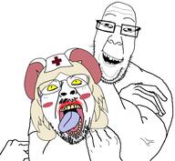 anthro choke_hold female furry glasses lorna_(terrible_mouse) mouse rage_comic stubble terrible_mouse variant:bernd variant:ppp yellow_hair yoba_face // 499x461 // 119.3KB