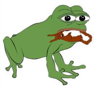 amphibian animal arm blood bloodshot_eyes brown_skin ear eating frog full_body glasses green_skin hand leg live_feeding nas:pepe open_mouth pepe_the_frog soyjak subvariant:feralsquirrel tail trend:squirreljakking variant:feraljak // 691x658 // 207.5KB