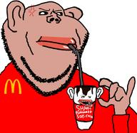 americaryan amerimutt angry big_ears big_lips cup drinking drinking_straw ear fat fat_ass hand irritated lips mcdonalds mutt mutt_lips subvariant:impish_amerimutt variant:impish_soyak_ears // 884x860 // 40.4KB
