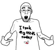 arm clothes glasses hand meds pointing soyjak stubble text tshirt variant:shirtjak // 618x559 // 76.0KB