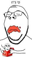 'o artist:conservativewaluigi beard closed_eyes closed_mouth eating flash glasses holding_object its_over sad subvariant:wholesome_soyjak swf text variant:gapejak // 600x1053 // 85.3KB