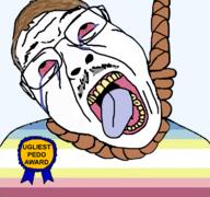 crying glasses hanging map_(pedophile) mustache noose pedophile red_eyes rope tongue variant:gapejak // 768x719 // 239.5KB