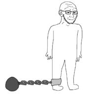 arm ball_and_chain chain closed_mouth disappointed foot full_body hand leg looking_down variant:soyak // 1075x1182 // 19.7KB