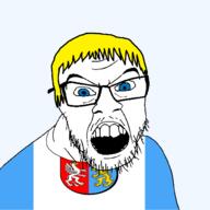 animal arm blue_eyes clothes country crown flag flag:subcarpathian glasses griffin hair hand leg lion mustache open_mouth poland shield soyjak stubble subcarpathian teeth tongue transparent transparent_background variant:feraljak voivodeship wing yellow_hair // 1500x1500 // 115.9KB