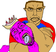 ack banana banana_split_ice_cream bloodshot_eyes brown_hair choking chud crying mouth_open mulatto puerto_rico quote_(user) subvariant:chudjak_front teeth tounge tounge_out variant:bernd variant:chudjak // 1996x1837 // 106.9KB