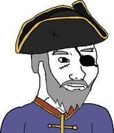 bandana beard closed_mouth clothes eyepatch hair hat mustache nas:wojak pirate scar wojak // 880x1023 // 135.3KB