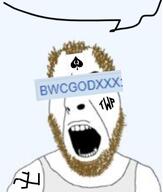 balding beard bwcgodxxx coomer name_tag open_mouth queen_of_spades soyjak speech_bubble stubble twp variant:cobson // 394x464 // 110.1KB