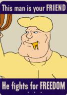 blue_eyes bo_noise cheese fullanarchyminecraft_(namefag) looking_to_the_left pizza_tower propaganda_poster rope subvariant:mexiaryan this_man_is_your_friend_he_fights_for_freedom variant:meximutt yellow_background // 535x760 // 246.0KB