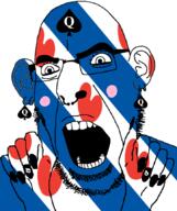 bbc blush ear facial_mark flag flag:friesland forehead_mark friesland glasses hair hand netherlands nose_piercing nose_ring open_mouth painted_nails queen_of_spades soyjak stubble subvariant:slutson subvariant:spadeson tattoo variant:cobson // 723x861 // 129.2KB