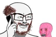 ear glasses hair hand holding_object phone pink_skin smug soyjak stubble variant:nujak variant:wojak // 1505x1001 // 567.1KB