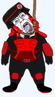 anti_furry anti_furry_chan anti_furry_commando antifurcuck antifurry armor dark_hair hanged hanging helmet kneepad larp larper nazism red_hair rope shoulder_armor shoulder_pad tranny uniform variant:bernd // 1296x2304 // 352.3KB