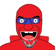 among_us astronaut blue glasses jerma985 open_mouth red red_skin smile stubble suspicious variant:susjak video_game // 680x620 // 114.3KB